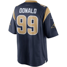 Load image into Gallery viewer, AARON DONALD LOS ANGELES RAMS SUPER BOWL LIII 53 CHAMPIONS PATCH FOOTBALL MEN'SJERSEY - NAVY - 2019